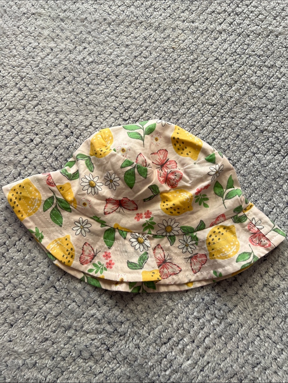 Girls Lemon & Butterfly Bucket Hat - Pink